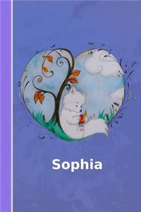 Sophia: Personalisiertes Notizbuch - Fuchs Mit Herz - Softcover - 120 Seiten - Leer / Blanko / Nummeriert - Notebook - Tagebuch - Diary - Scrapbook - Gesche