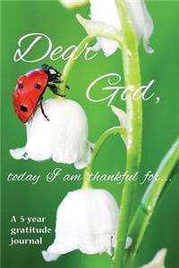 Dear God, Today I Am Thankful For...: A 5-Year Gratitude Journal - Ladybird Cover