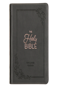 KJV Holy Bible, Compact Large Print Faux Leather Red Letter Edition - Ribbon Marker, King James Version, Gray