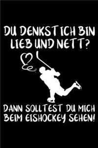 DU DENKST ICH BIN LIEB UND NETT? DANN SOLLTEST DU MICH BEIM EISHOCKEY SEHEN! Notizbuch