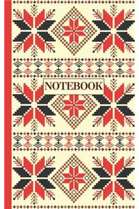 Notebook: Ruled pages - 5 x 8 inches - 100 pages - My Fallahi Cross stitch Embroidery Pattern ( RED & Cream)