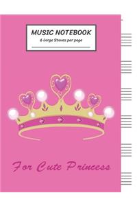 Music Notebook 6 Large Staves Per Page