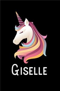 Giselle: Journal (Diary, Notebook) Personalized Custom Name Unicorn Birthday Gift for Girls and Women