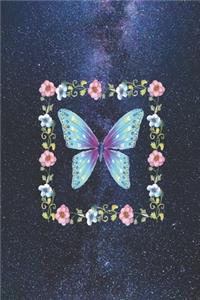 Beautiful Hand Painted Butterfly - Floral Flower Border Journal