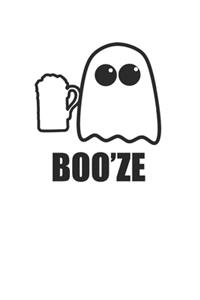 Boo'ze Cute Funny Ghost 120 Page Notebook Lined Journal for Halloween Drinkers