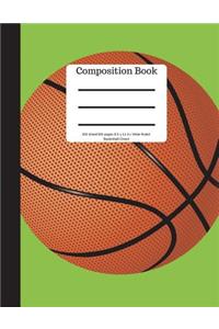 Composition Book 200 Sheet/400 Pages 8.5 X 11 In.-Wide Ruled Basketball-Green