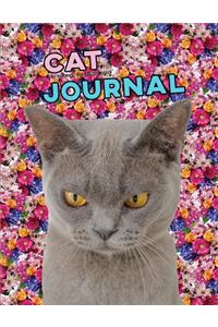 Cat Journal Cute Cat Kitten Floral Flowers