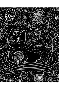 Bullet Journal Notebook Cute Cat in Flowers Pattern 1