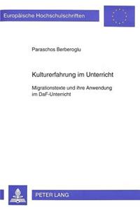 Kulturerfahrung Im Unterricht