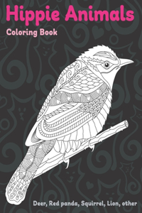 Hippie Animals - Coloring Book - Deer, Red panda, Squirrel, Lion, other