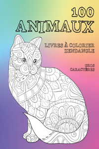 Livres à colorier Zendangle - Gros caractères - 100 animaux