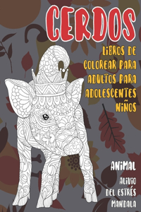 Libros de colorear para adultos para adolescentes niños - Alivio del estrés Mandala - Animal - Cerdos