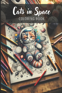 Cats in Space - Large Anti-Stress Coloring Book for Adults (8.5 x 11 inches)