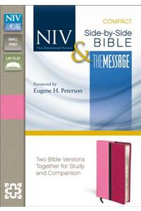 NIV, The Message, Side-by-Side Bible, Compact, Imitation Leather, Pink