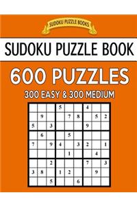 Sudoku Puzzle Book, 600 Puzzles, 300 Easy and 300 Medium