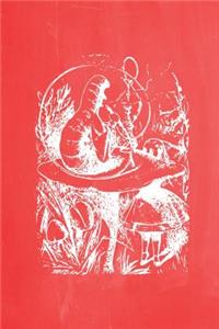 Alice in Wonderland Pastel Chalkboard Journal - Alice and The Caterpillar (Red)