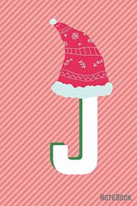 Initial X-mas Letter J Notebook With Funny X-mas Bear., X-mas First Letter Ideal for For Boys/ Girls, Christmas, Gift and Notebook for School