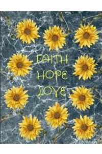 Faith Hope Love Sunflowers Blue Marble Journal Notebook 8.5 X 11 (150 Pages)