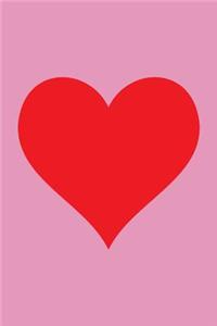 100 Page Blank Notebook - Red Heart on Violet
