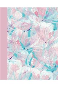 Journal: Watercolor Floral Abstract (Pink and Blue) 8x10 - Graph Journal - Journal with Graph Paper Pages, Square Grid Pattern