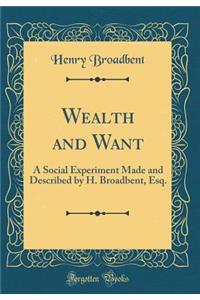 Wealth and Want: A Social Experiment Made and Described by H. Broadbent, Esq. (Classic Reprint)