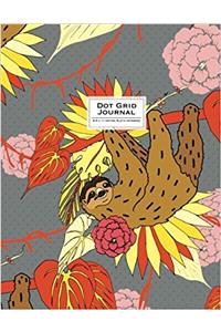 Dot Grid Journal Sloth Notebook: Red-orange, Yellow, Pink, and Gray (Cute Journal)