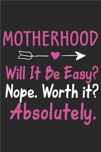 Motherhood will it be easy nope. Worth it Absolutely