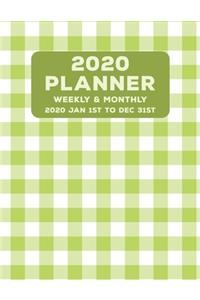Weekly Monthly 2020 Planner Geometric Tartan Green