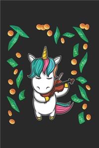 Money Rain Violine Music Unicorn Notebook