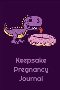 Keepsake Pregnancy Journal: Cute Dinosaur Eating A Dount 6" X 9" 63 pages Softcover Pregnancy Log Book Memoir Journal Book