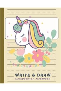 Primary Composition Notebook Grade K-2 Unicorn