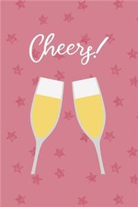 Cheers!: Party Notebook Journal Composition Blank Lined Diary Notepad 120 Pages Paperback Pink Stars