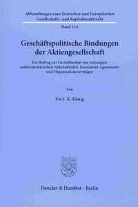 Geschaftspolitische Bindungen Der Aktiengesellschaft