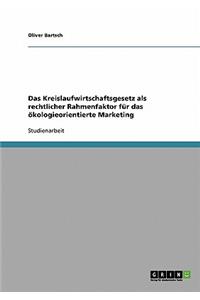 Das Kreislaufwirtschaftsgesetz als rechtlicher Rahmenfaktor für das ökologieorientierte Marketing