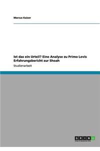 Ist das ein Urteil? Eine Analyse zu Primo Levis Erfahrungsbericht zur Shoah