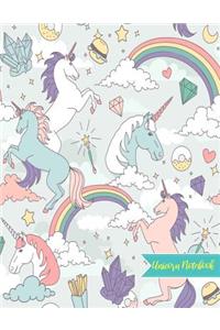 Unicorn Notebook: Cute Kawaii Journal and Diary Large 8.5 x 11 Matte Cover with Blank Lined Ruled White Paper Interior - Perfect for School, Gifts for Kids (Girls and