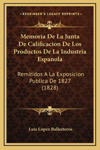 Memoria De La Junta De Calificacion De Los Productos De La Industria Espanola