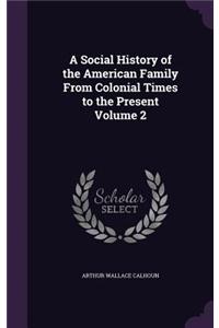 A Social History of the American Family From Colonial Times to the Present Volume 2