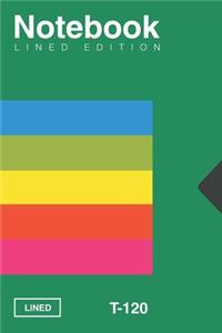 Green VHS Inspired Video cassette tape T-120 Inspired Notebook [lined][6x9][110 pages]