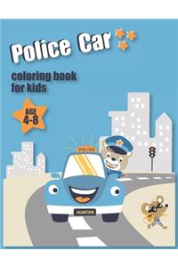 Police Car Coloring Book for Kids Age 4-8