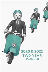 2020 & 2021 Two Year Weekly Planner For Labrador Retriever Owner - Cute Dog On Motorcycle - Appointment Book Gift - Two-Year Agenda Notebook