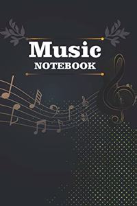Music Notebook With Cool Interior. 120 Pages 6x9 in Music Manuscript Paper. Space to Write Lyrics and Music Notes. Musicians Notebook. Manuscript Paper for Notes, Lyrics and Music.