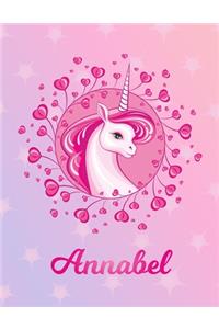 Annabel: Unicorn Large Blank Primary Handwriting Learn to Write Practice Paper for Girls - Creative Pink Purple Magical Horse Personalized Letter A Initial C