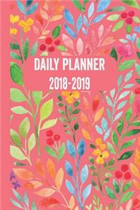 Daily Planner 2018 - 2019: Pretty Pink Watercolor Flowers Diary Planner with Calendar, To-Do List, Notes and Goals. Sep 2018 to Dec 2019