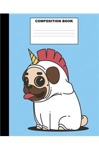 Pug Composition Book: Pug Composition Notebook. 132 Pages Wide Ruled 7.5x9.25. Pug Notebook