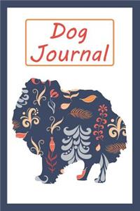 Dog Journal: Pomeranian Dog Blue Flower Pattern - Blank Lined Journal for Pet Lovers (Composition Book, Notebook)