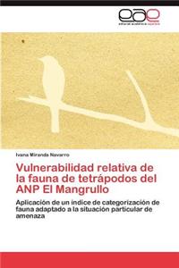 Vulnerabilidad Relativa de La Fauna de Tetrapodos del Anp El Mangrullo