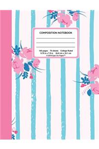 Composition Notebook, 140 Pages (70 Sheets) College Ruled 9.75 in X 7.5 in