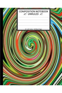 Unruled Composition Notebook 8" x 10". 120 Pages. Colorful Twirl Pattern Green: Unruled Composition Notebook 8" x 10". Blank Notebook. 120 Pages. Colorful Twirl Pattern Green Dominating Color