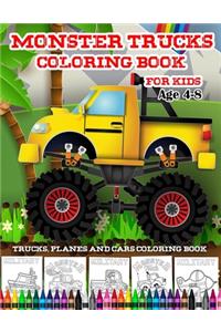 Trucks Planes And Cars Coloring Book-Monster Trucks Coloring Book For Kids Age 4-8